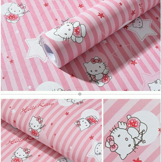 12m giấy dán tường Kitty hồng