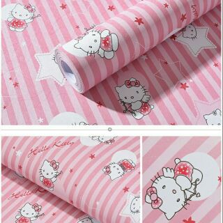 12m giấy dán tường Kitty hồng