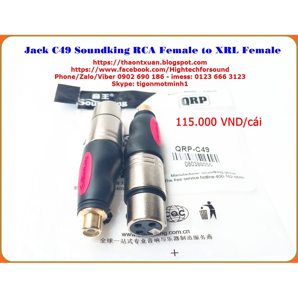 Soundking jack chuyển bông sen (RCA) cái ra XRL/Canon cái (C49)