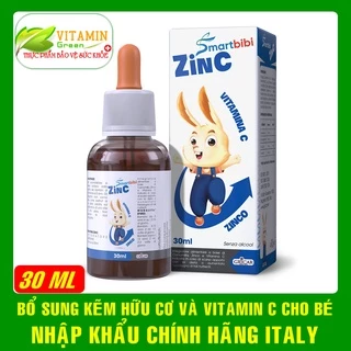 Bổ sung kẽm Vitamin C cho bé Smartbibi ZINC cải thiện biếng ăn, tăng sức đề kháng | nhập khẩu chính hãng Italy
