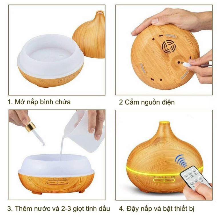 ✅ Máy Xông Tinh Dầu ✅ Máy Khuếch tán tinh dầu, Phun Sương Tạo Độ Ẩm Cổ Cao GULIFE Có Remote Dung Tích 500ml