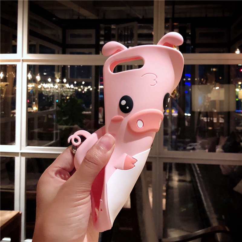 Ốp Điện Thoại Silicon Mềm Hình Chú Heo 3D Dễ Thương Cho iPhone 11 12 13 Pro Max 12Pro 13Pro X XS Max XR 6 6s 7 8 Plus