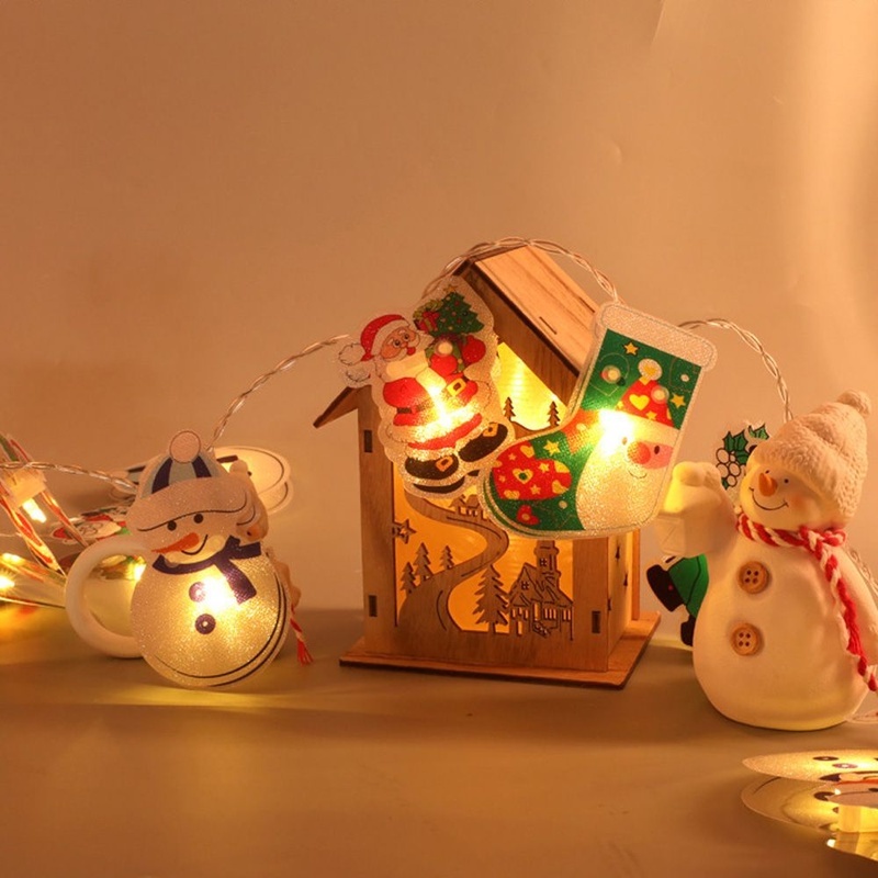 Dây đèn LED 1.2/2.5m hình ông già nô-en/người tuyết xinh xắn trang trí cây thông Noel