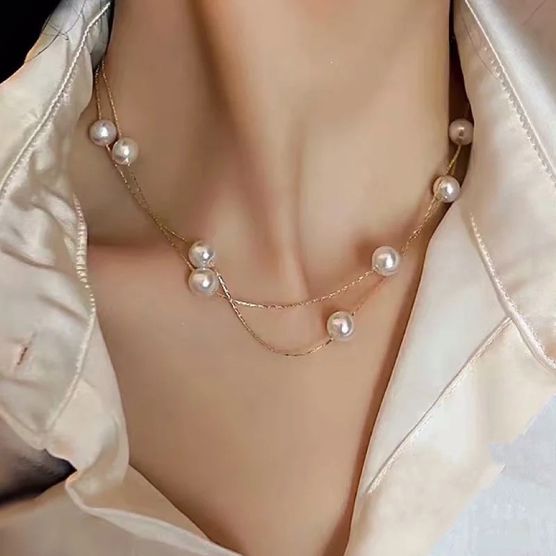 Vòng Cổ Ngọc Trai Dài Cá Tính Thời Trang Đơn Giản