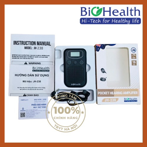 MÁY TRỢ THÍNH Bỏ túi có dây Biohealth JH-238 - Máy điếc, Tai nghe trợ thính cho người già CHÍNH HÃNG BẢO HÀNH 1 NĂM -