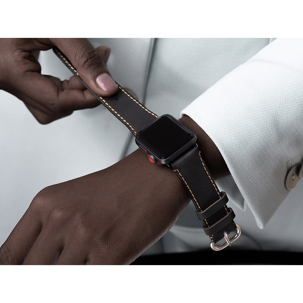 Dây Da Cho Đồng Hồ Apple Watch Sen  Sử Dụng Được Dưới Nước- 38/40/41 MM_Hàng Chính Hãng
