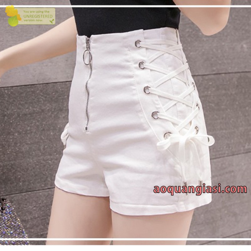 Quần short dây kéo trước đan dây hông MT338