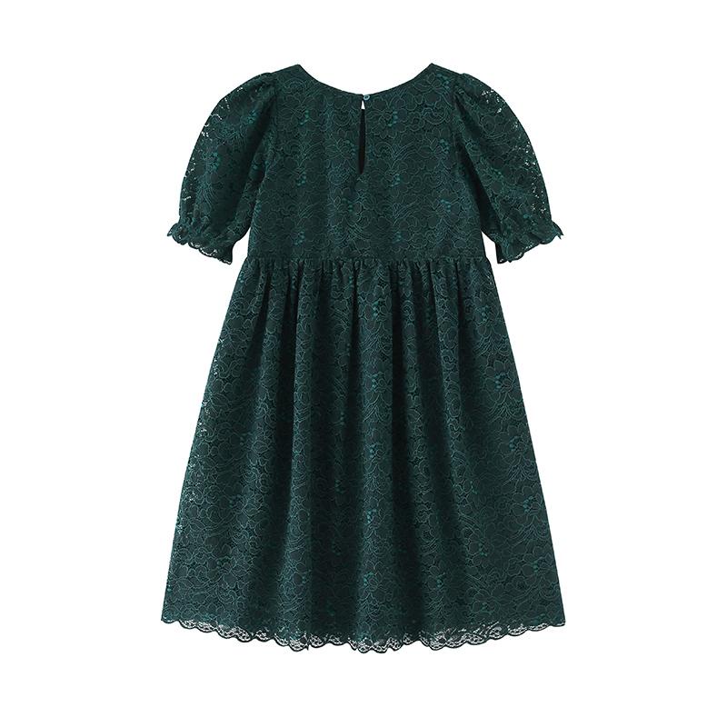Váy ren tay bồng xanh rêu H&M