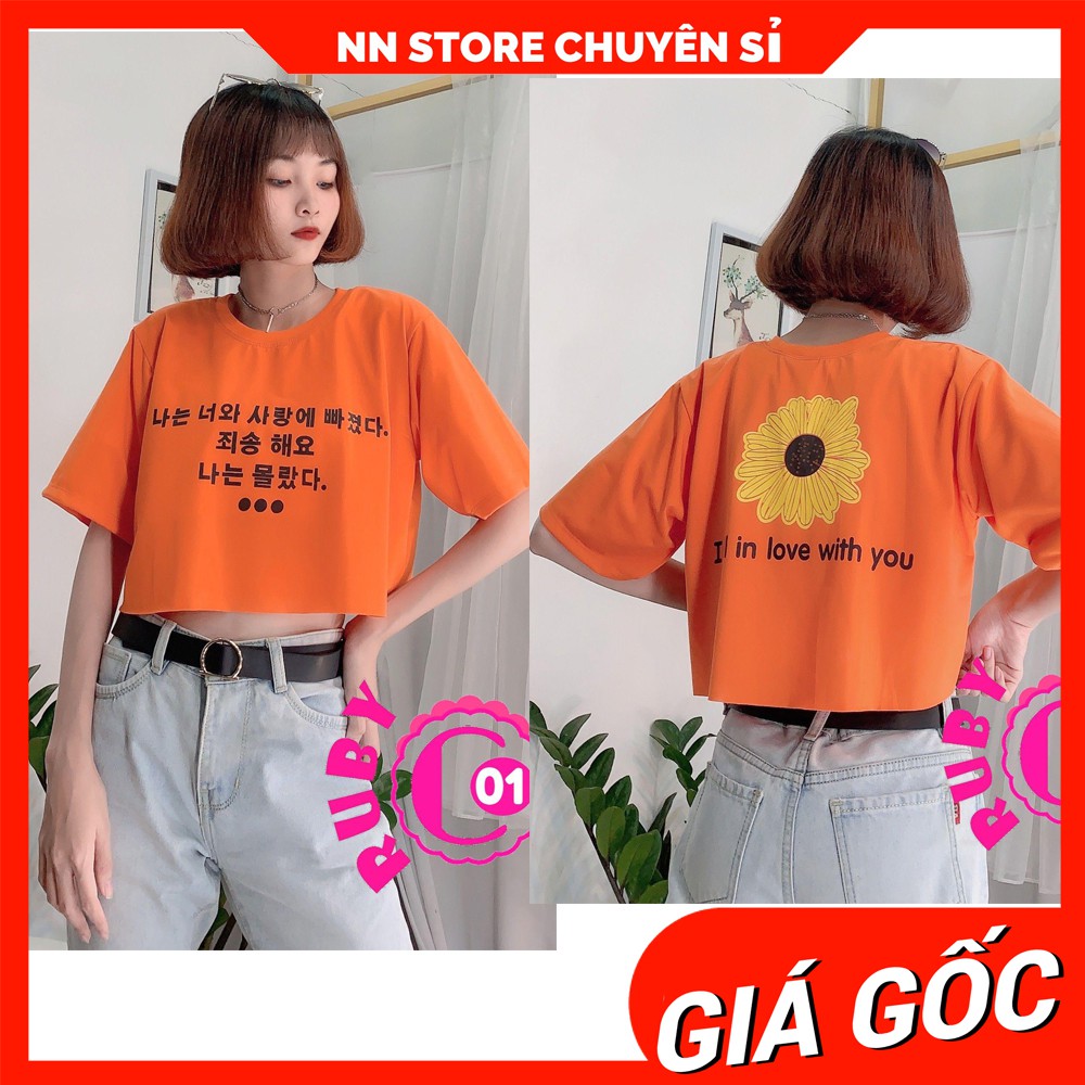 Áo thun nữ phom croptop in hình hoạt hình dễ thương RBC Áo thun nữ chất mềm mịn