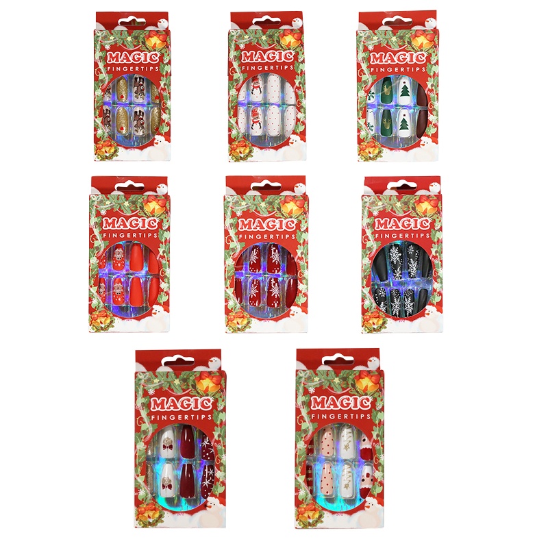 Set 24 Móng Tay Giả Họa Tiết Giáng Sinh Dễ Thương