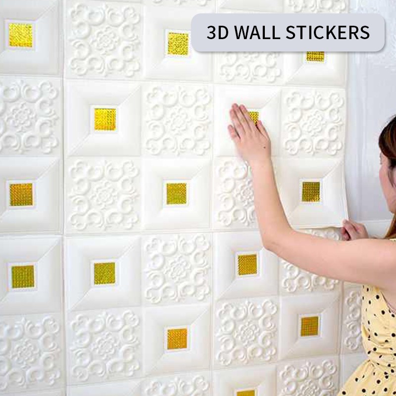 Giấy dán tường bằng xốp 3D chống va đập kháng nước chống ẩm dùng cho phông nền TV/phòng ngủ/trần nhà