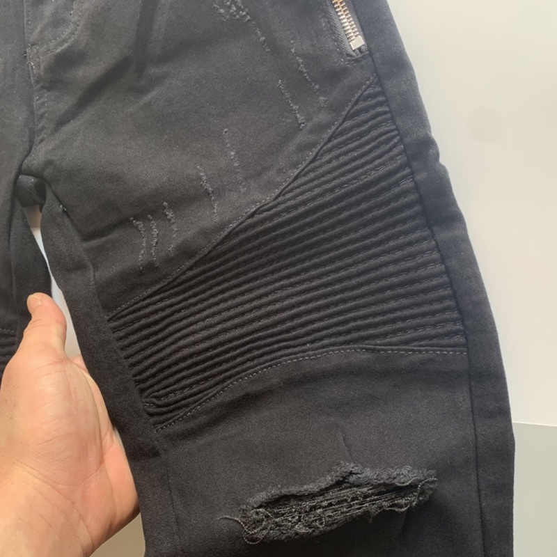 Quần Bò Nam Dáng Slim Fit Phối Khoá Zip Vải Nhăn Mã Hot QJ67P
