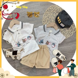 Sbt38 - set bt qc áo polo tom jerry mix quần kaki be
