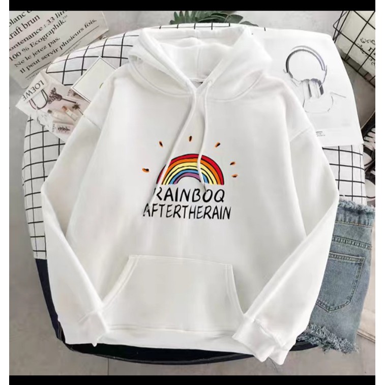 Áo hoodie cầu vồng chất nỉ bông dày siêu ấm chất dày dặn siêu cute dễ thương