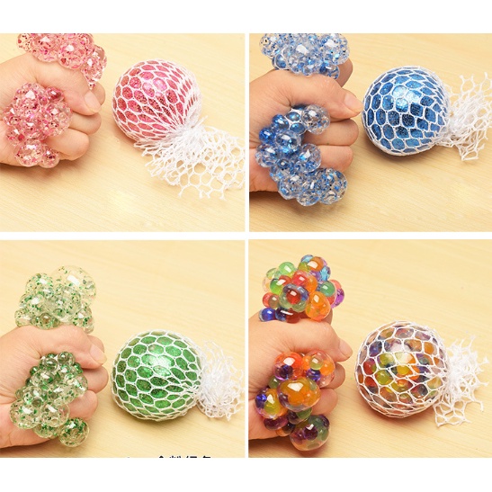 Bóng Lưới Bóp kim tuyến DCB5 Mesh Squishy Ball Xả Stress trứng lưới