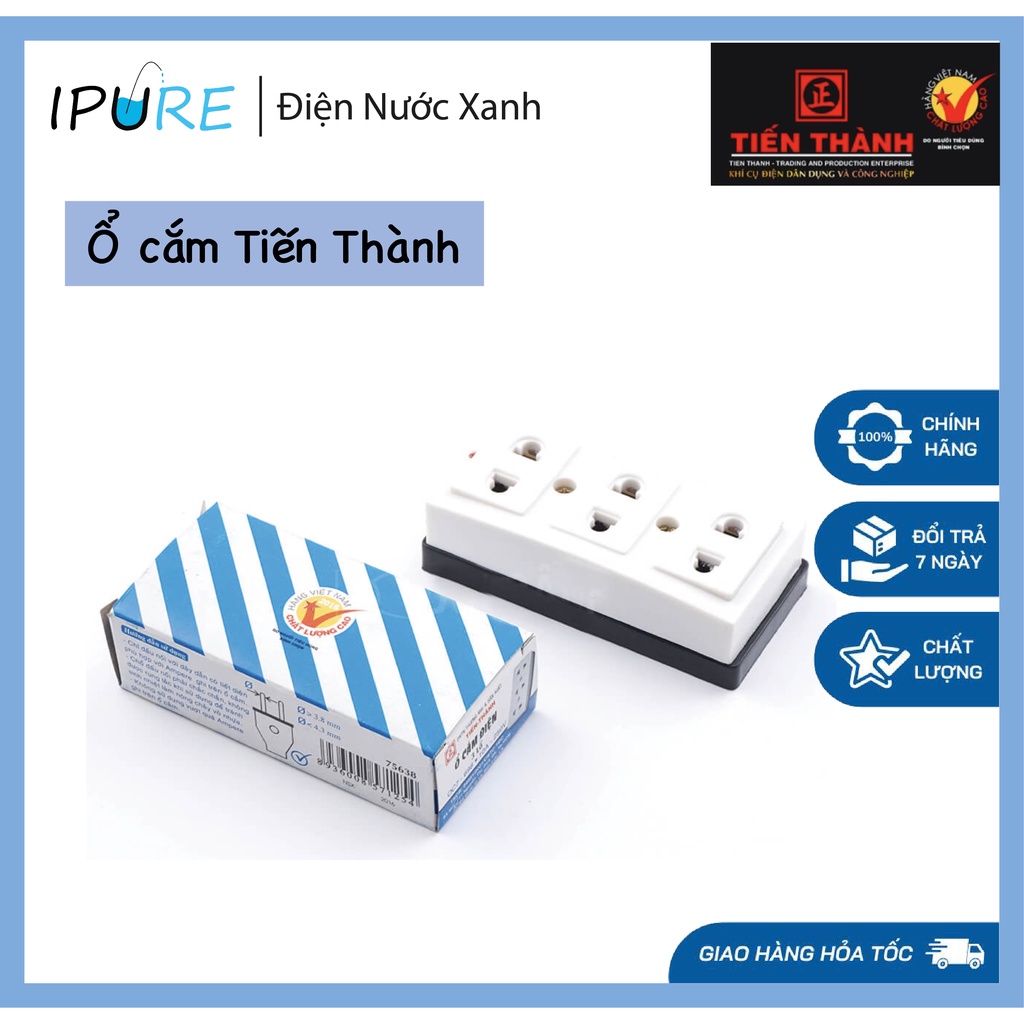 Ổ cắm điện 3 lỗ cắm Tiến Thành - DNX IPURE