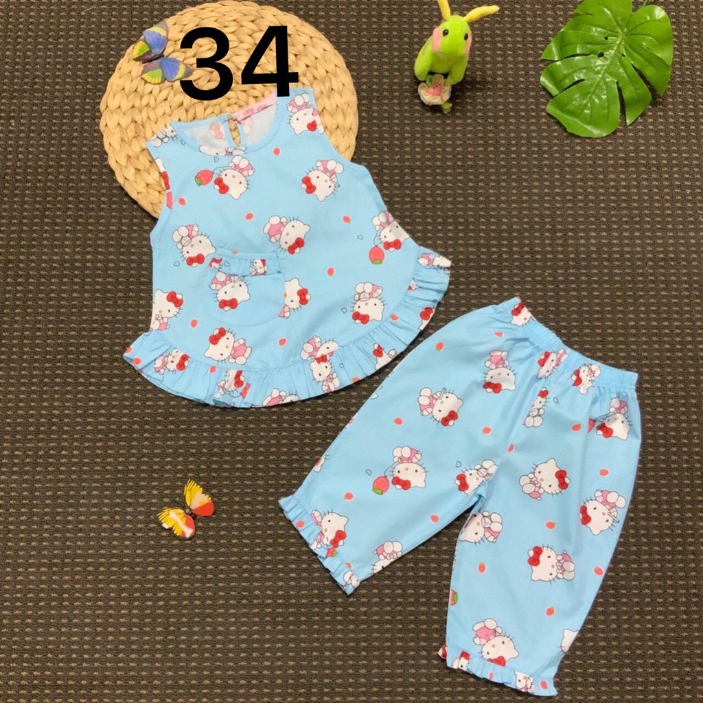 SIZE 1-5 (10-19KG) ĐỒ BỘ BÉ GÁI ÁO SÁT NÁCH QUẦN LỬNG VẢI KATE LỤA HÀN