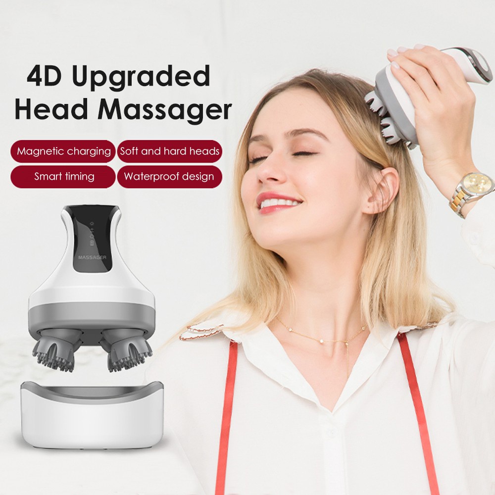 Máy mát xa đầu nam châm 4D chống rụng tóc Ipx7 có thể sạc lại tiện dụng
