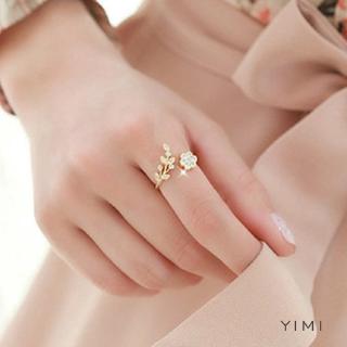 Cá Tuyết💞Yimi💞Nhẫn Nữ Mạ Vàng Hình Hoa Có Thể Điều Chỉnh Kích Cỡ