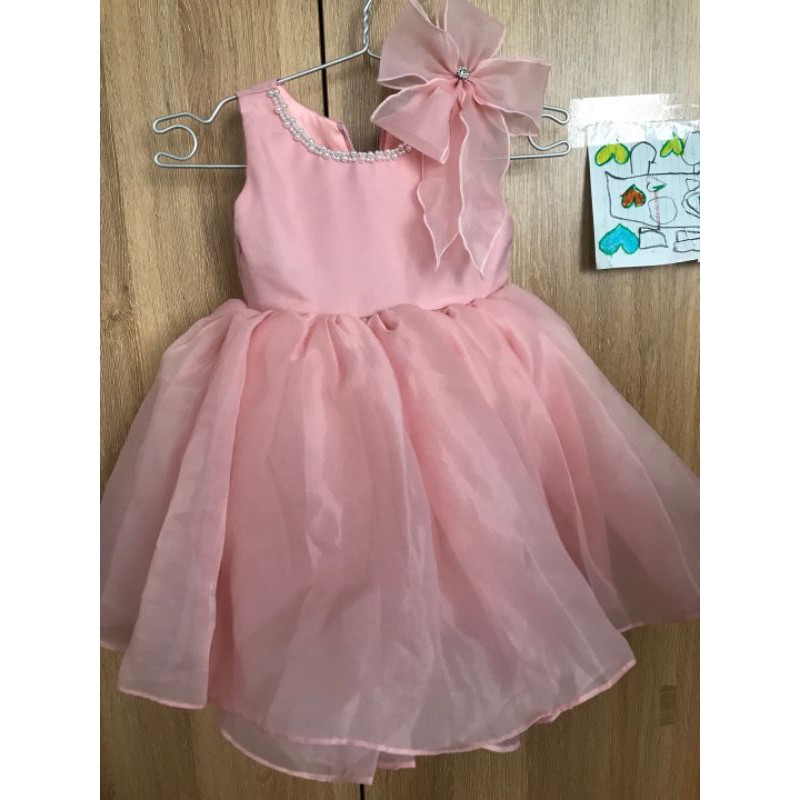 [ Xả kho ] Váy công chúa nơ vai hồng cho bé ( Tặng cài)