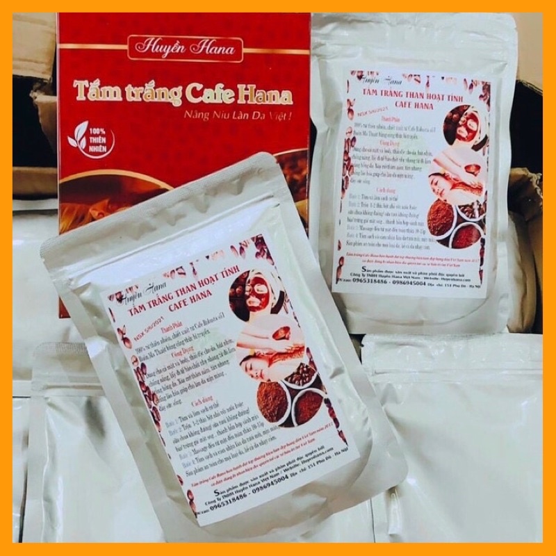 Bột tắm dưỡng trắng da cà phê than hoạt tính Huyền Hana