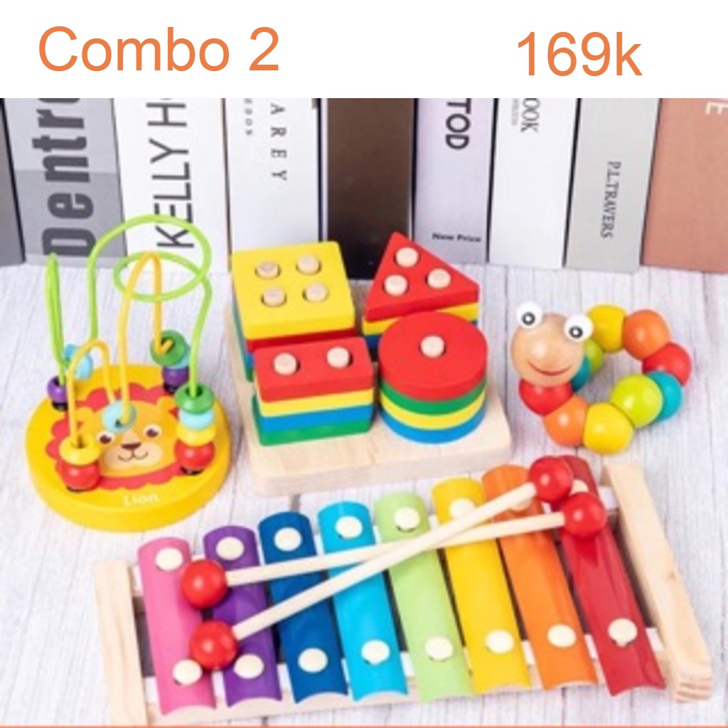 Bộ 8 món đồ chơi gỗ phát triển tư duy sớm Thông Minh Cho Bé