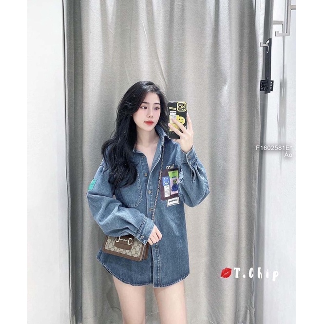 Áo sơ mi jeans lưng chữ