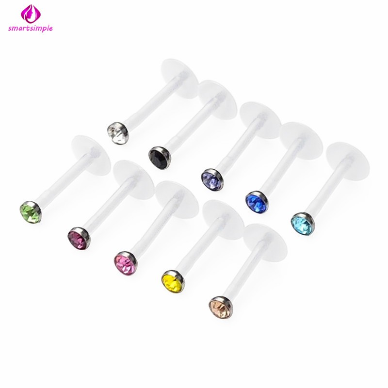 Bộ 10 khuyên cơ thể đầu tròn đính đá trong suốt