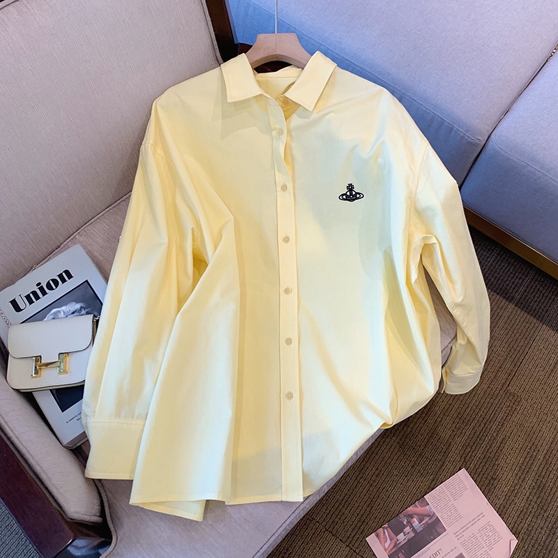 Áo sơ mi nữ ZHELIHANGFEI tay dài form rộng họa tiết thêu hợp thời trang