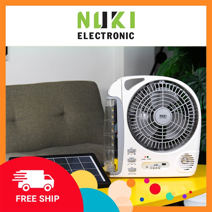 [NOWSHIP - GRAB] Quạt bàn đa năng tích hợp sạc điện năng lượng mặt trời Nuki N283