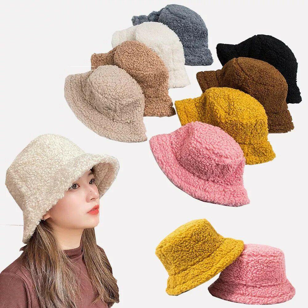 BSUNS Nón Bucket Chất Liệu Giả Lông Thú Mềm Mại Cho Phái Nữ