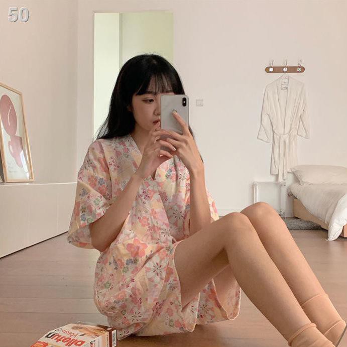 pyjama nữ sinh viên mùa xuân hè phiên bản Hàn Quốc dễ thương vải lưới màu đỏ Kimono Nhật có thể mặc ở nhàL  ༷