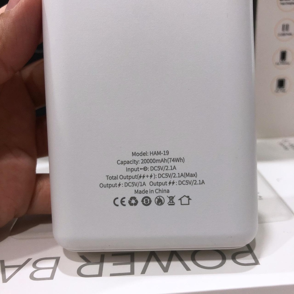Sạc dự phòng Hammer H19 dung lượng 20000 mAh, Hàng chính hãng dùng rất bền và tốt