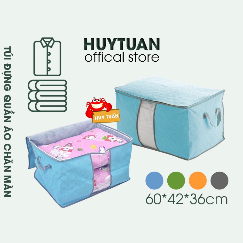Túi Vải Đựng Quần Áo Chăn Màn Mền Big Size 60Cm Loại 1, Đựng Đồ Cỡ Lớn Dáng Ngang Đa Năng, Chọn Màu (Tn03)