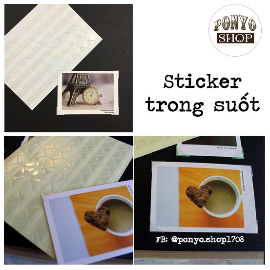 Sticker góc ảnh trong suốt trang trí Scrapbook/album ảnh