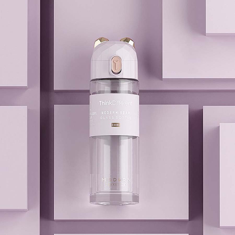 Bình Đựng Nước 2 Lớp Cách Nhiệt  Nắp Gấu Sang Trọng 230 ML J-097