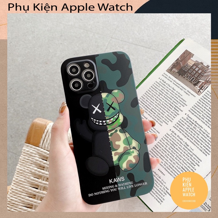 ỐP điện thoại VIỀN VUÔNG in hình GẤU MẮT X đen cho iphone 6PL/7PL/8PL/X/XS/XSM/11/11PROMAX/12/12PRO/12PROMAX