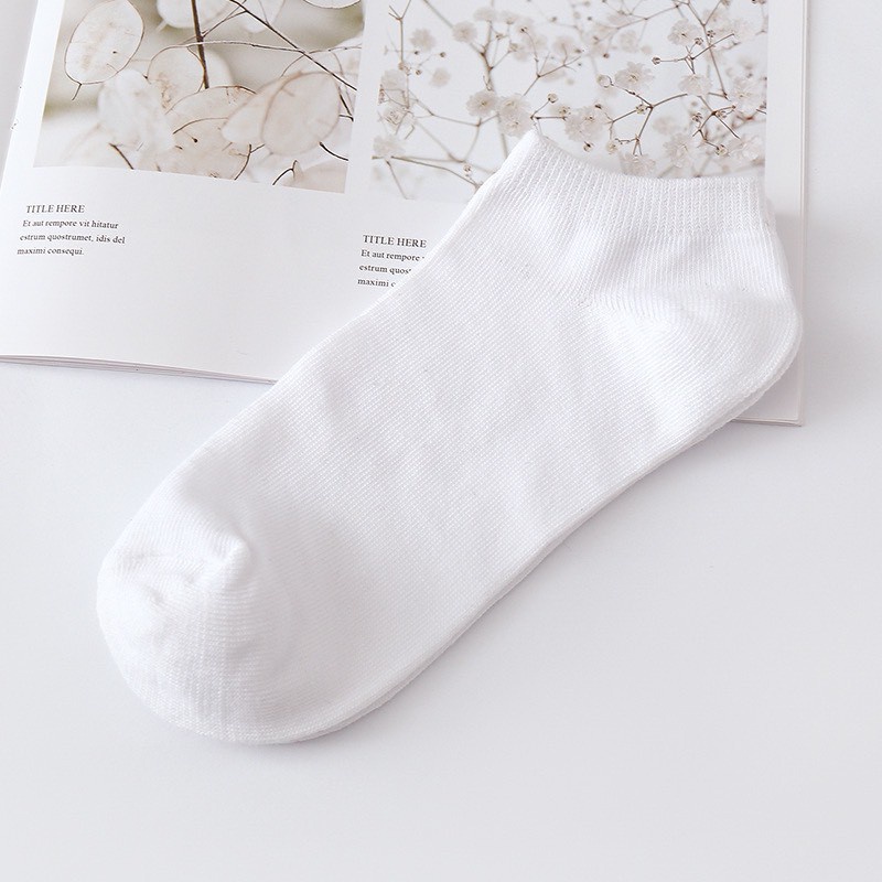 Tất trái tim vải cotton, tất trắng trơn đẹp nam nữ co giãn 4 chiều, thâm hút mồ hôi, mịn chân Talabishop