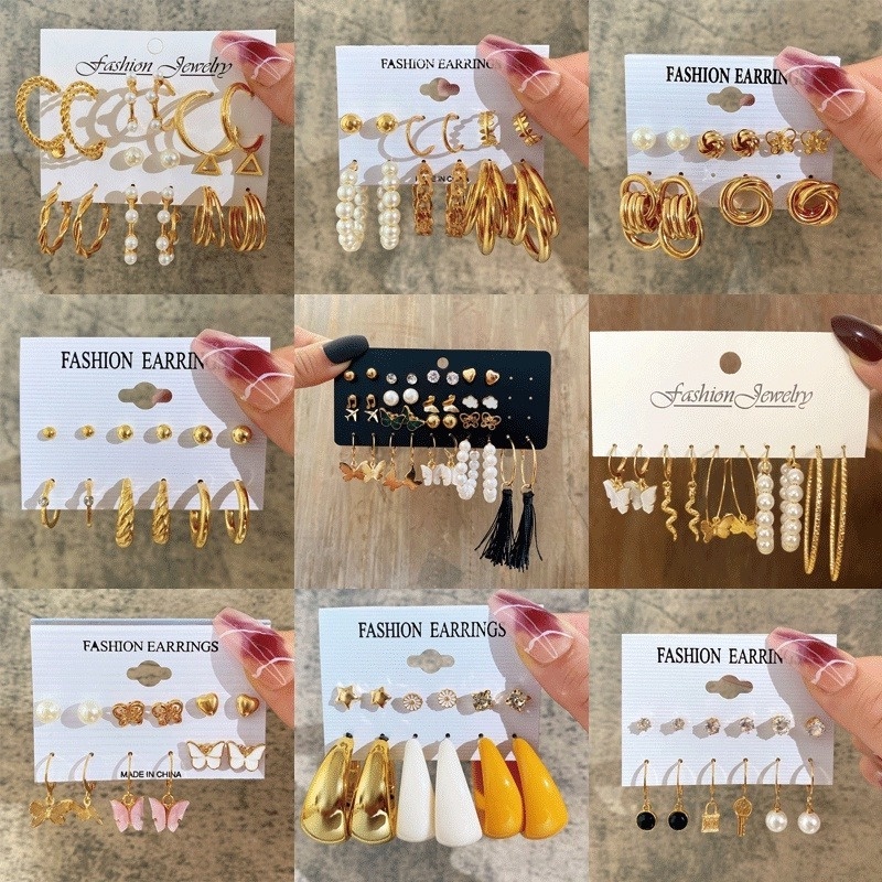 Bộ Khuyên Tai Tròn Lớn Phối Tua Rua Và Ngọc Trai Thời Trang Cho Nữ