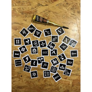 Combo mực và khuôn vẽ henna