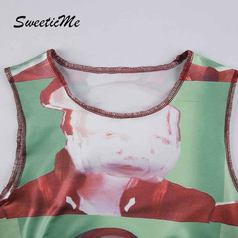 Áo Sát Nách Cổ Tròn Xuyên Thấu In Họa Tiết Trừu Tượng Ngọt Ngào 2021 | BigBuy360 - bigbuy360.vn