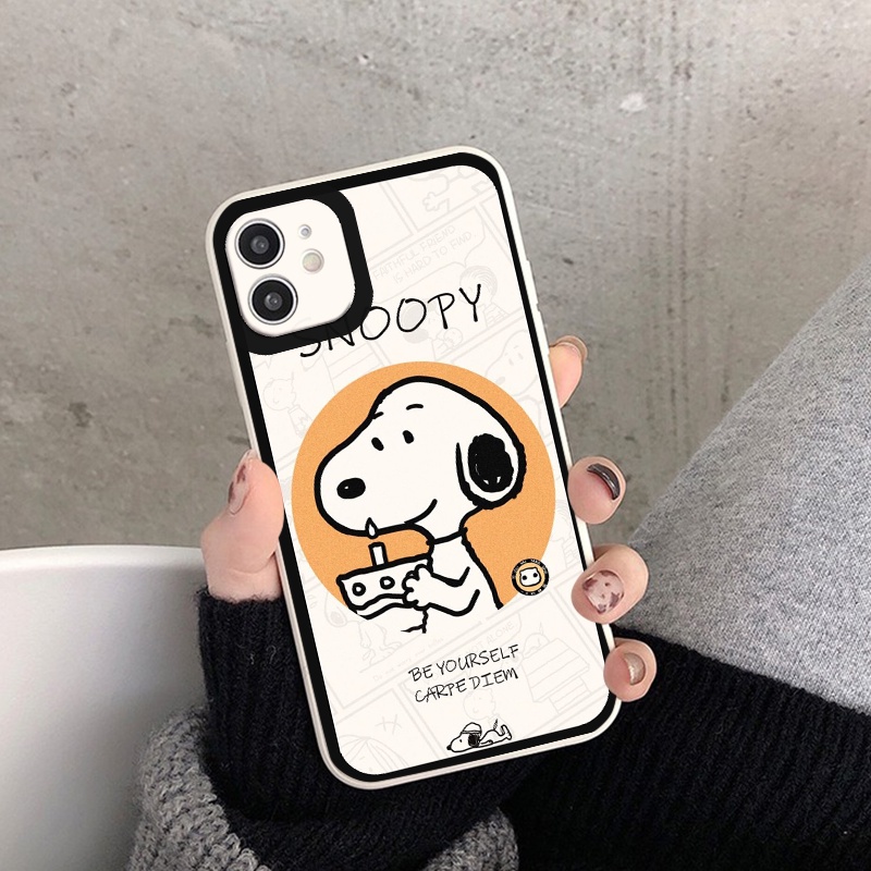 Ốp lưng iphone viền vuông chú chó snoopyy dễ thương dành cho iphone 6/6s/7/7plus/X/Xsmax/11/11promax/12/13promax