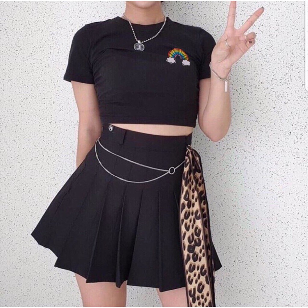 [Mã FAMARAL1 giảm 10K đơn 50K] Áo Croptop Thêu cầu vồng CÓ HÌNH THẬT - A2