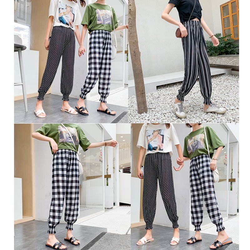 Quần jogger nữ ống rộng, quần dài nữ bo gấu chất lụa mát lịm