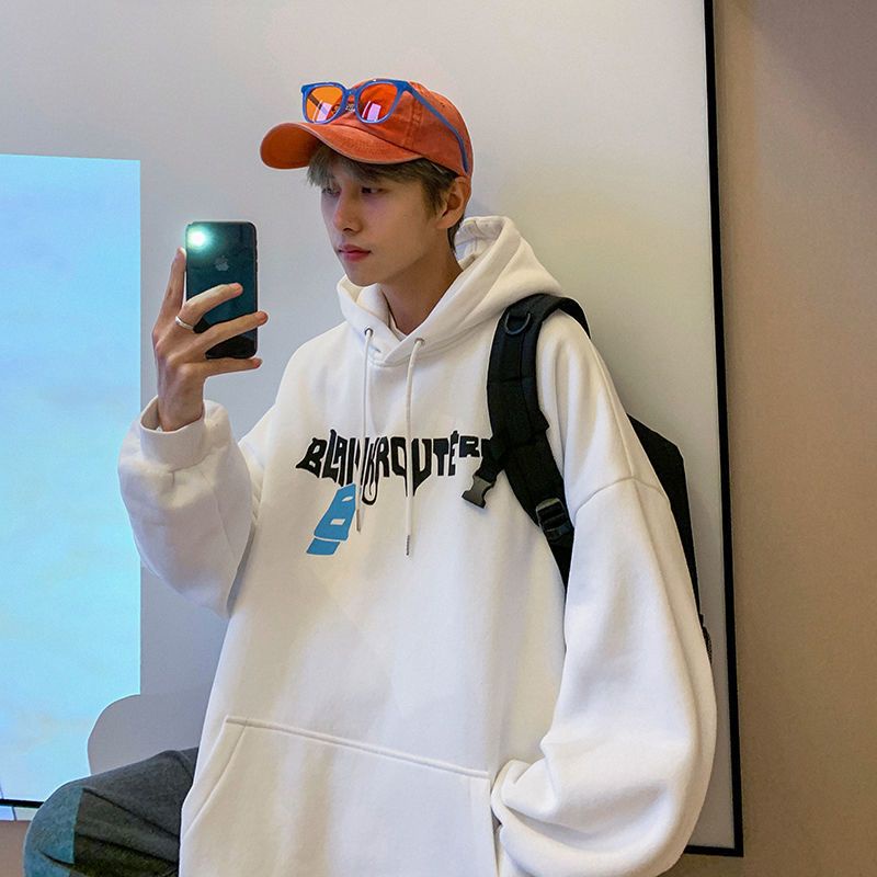 Áo Hoodie Dáng Rộng Có In Chữ Thời Trang Phong Cách Hàn Quốc Cho Nam