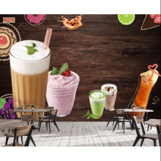 Tranh dán trang trí quán cafe, trà sữa, trà chanh KT 120x80cm