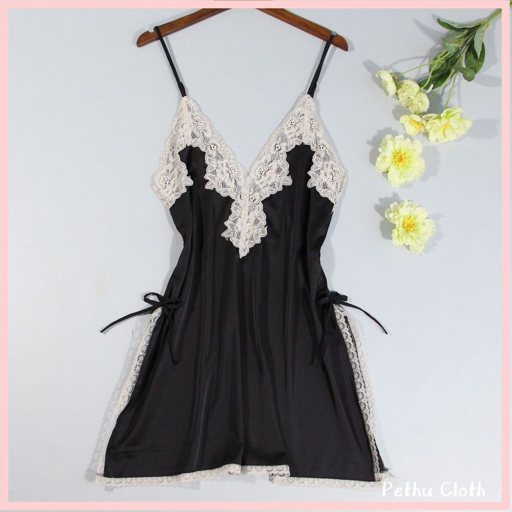 （Q1,HCM）🍀Đồ Ngủ Sexy🍀Gồm Váy Ngủ Nữ Lụa 2 Dây Sexy Dễ Thương Và +Quần Lót  Nữ 40-65kg--022 | BigBuy360 - bigbuy360.vn