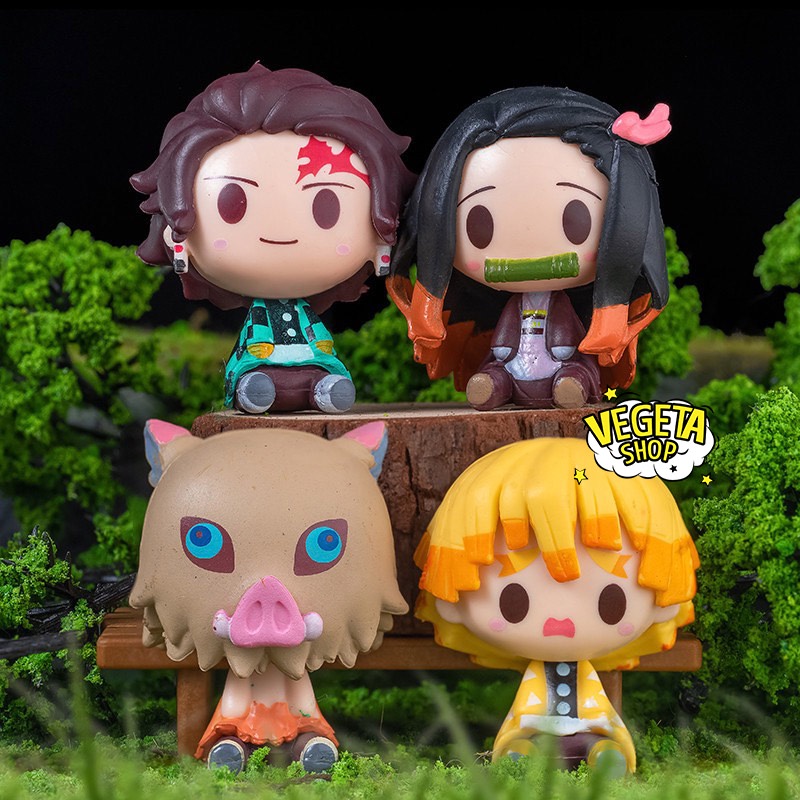 Mô hình Kimetsu No Yaiba - 10 mẫu Chibi Tanjiro Nezuko Zenitsu Inosuke Rengoku Xà Luyến Hà trụ - Thanh gươm diệt quỷ