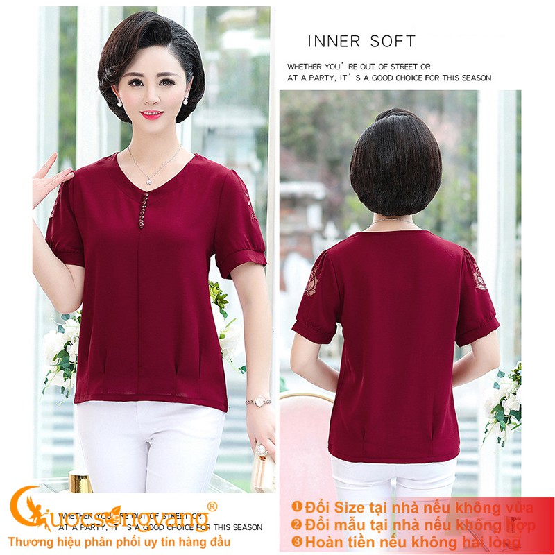 Áo kiểu trung niên áo nữ big size cổ tim Queenbe GLA259 Cuocsongvang