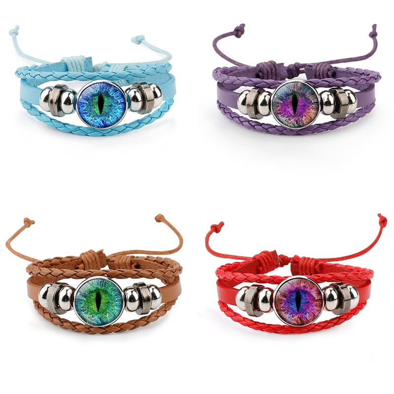 Vòng Tay Da Đính Đá Mắt Mèo Thời Trang Cho Nam Và Nữ